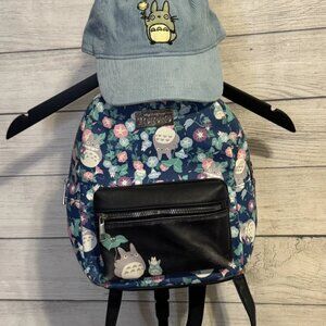 Hot Topic Studio Ghibli Totoro Floral Mini Backpack + Her Universe Dad Hat